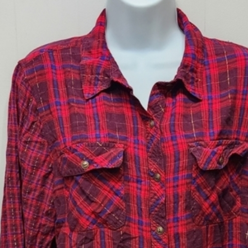 Cato Red Plaid Button Down Shirt